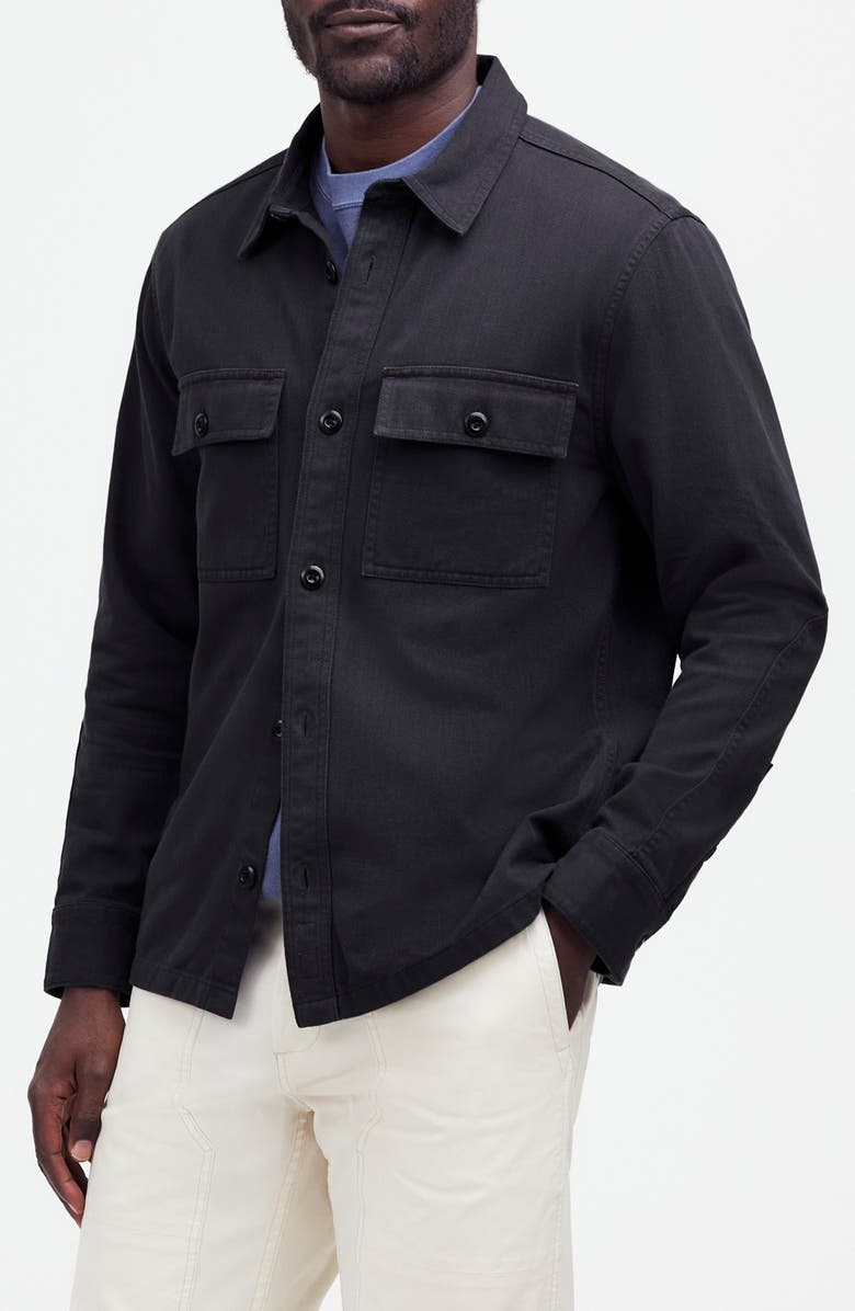 Madewell Garment Dyed Straight Hem Work Shirt, Main, color, Black Coal