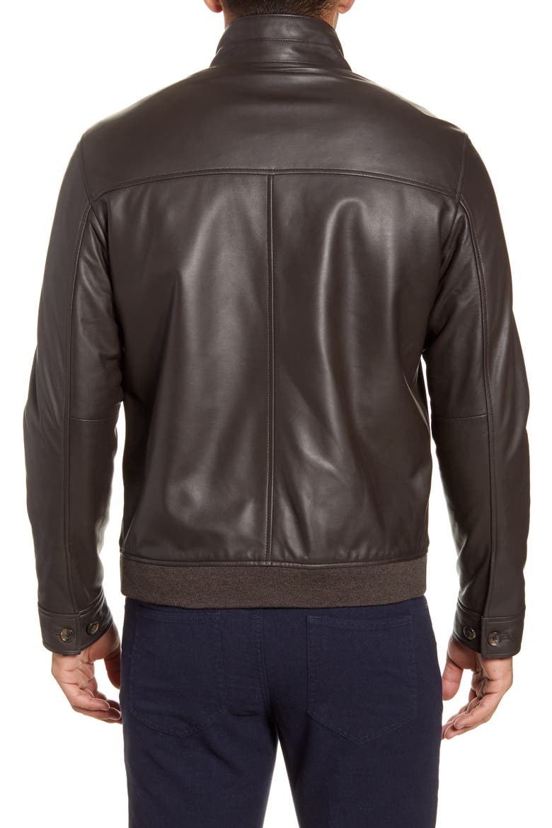 Leather Bomber Jacket, Alternate, color, CHOCOLATE