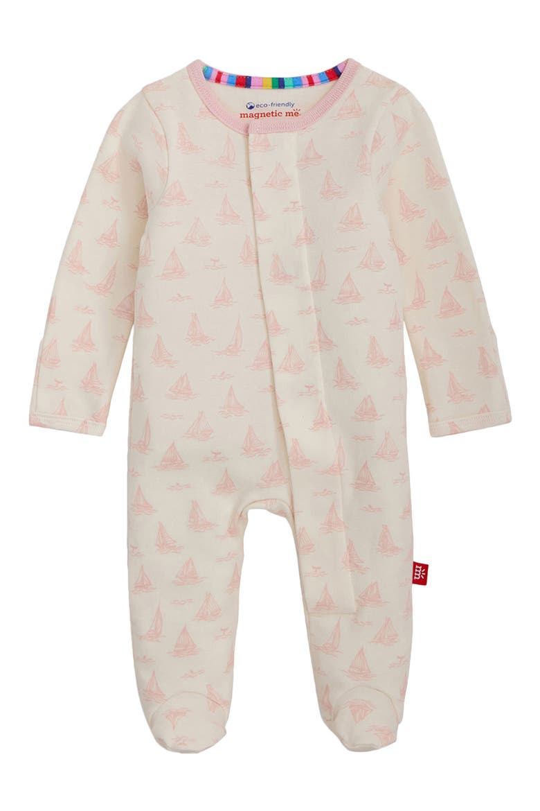 Tiny Tides Organic Cotton Footie, Main, color, WHITE