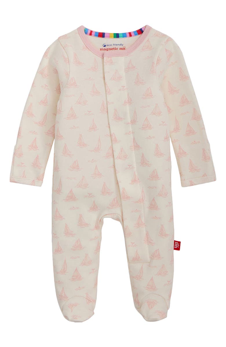 Magnetic Me Tiny Tides Organic Cotton Footie, Main, color, White