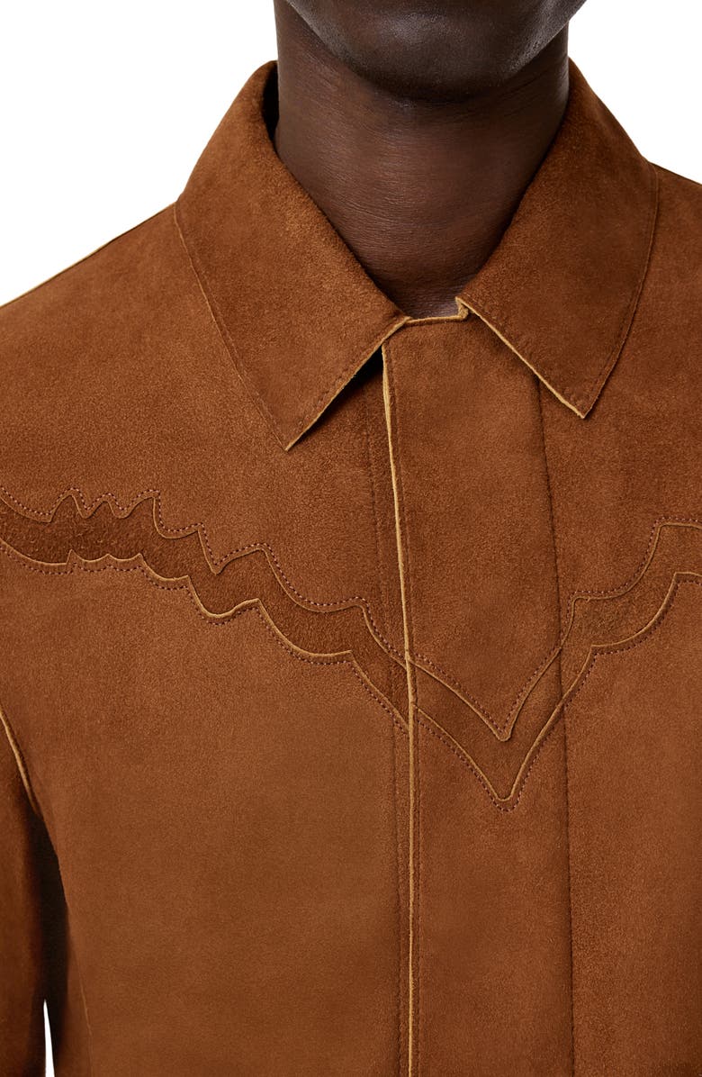 John Varvatos Marlee Suede Western Jacket, Alternate, color, Balsa