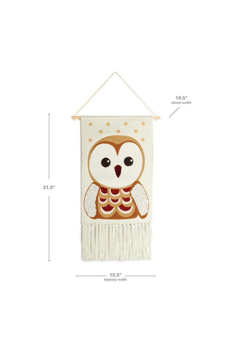 Owl Woven Tapestry, Alternate, color, brown