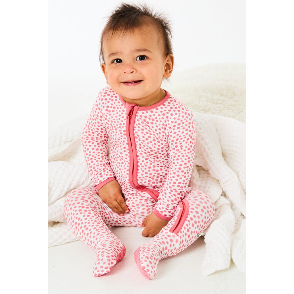 Clover Baby & Kids Soft & Stretchy Zipper Footie - Coral Dots  product