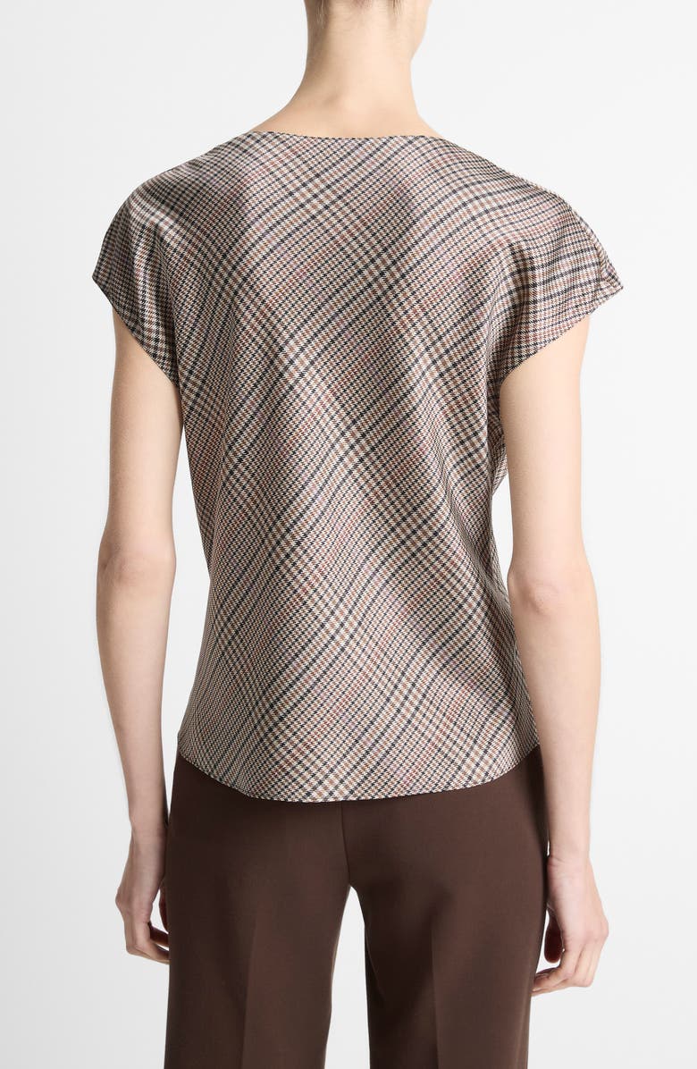 Vince Pressed Plaid Cowl Neck Silk Top, Alternate, color, Multi Plaid