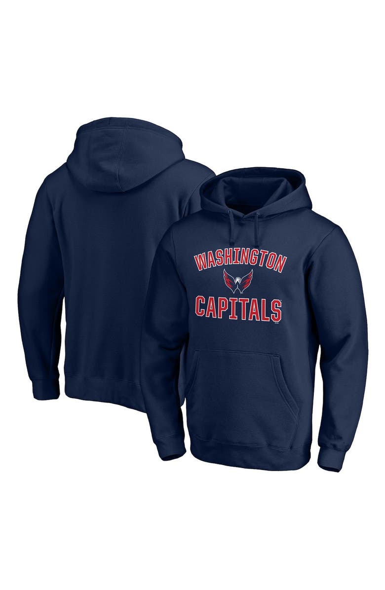 FANATICS Men's Fanatics Branded Navy Washington Capitals Team Victory Arch Fitted Pullover Hoodie, Main, color,