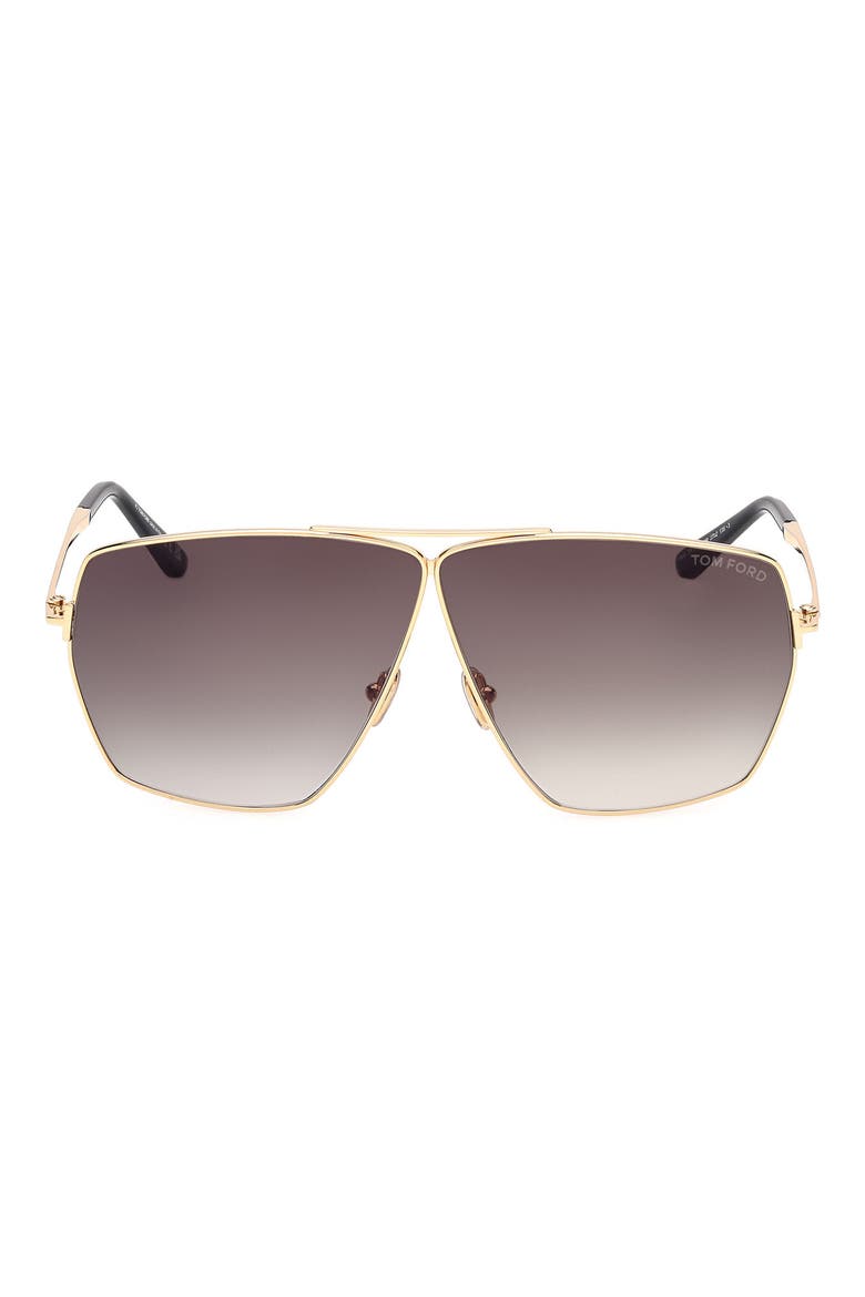 Stella 67mm Oversize Navigator Sunglasses, Main, color, DEEP GOLD / GRADIENT SMOKE