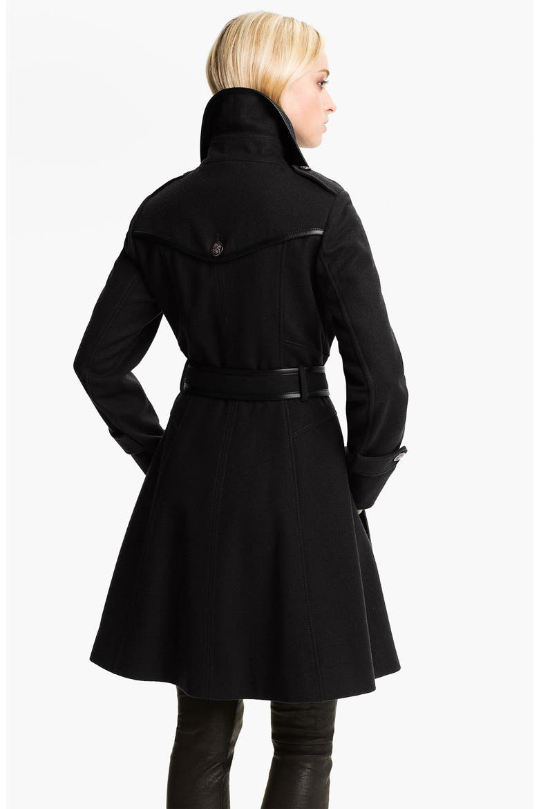 Double Breasted Wool Blend Coat, Alternate, color, BLACK
