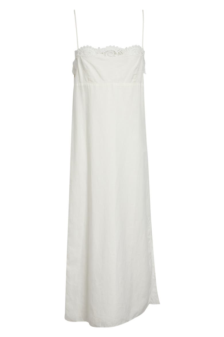 Darya Broderie Trim Side Tie Midi Dress, Alternate, color, CREAM