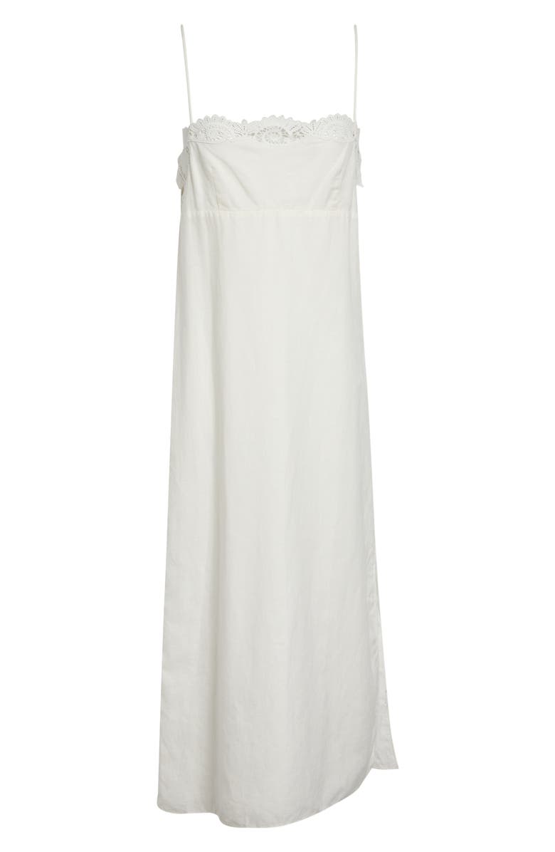 POSSE Darya Broderie Trim Side Tie Midi Dress, Alternate, color, Cream