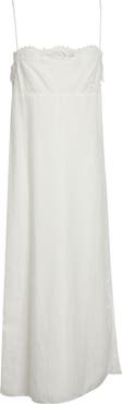 POSSE Darya Broderie Trim Side Tie Midi Dress