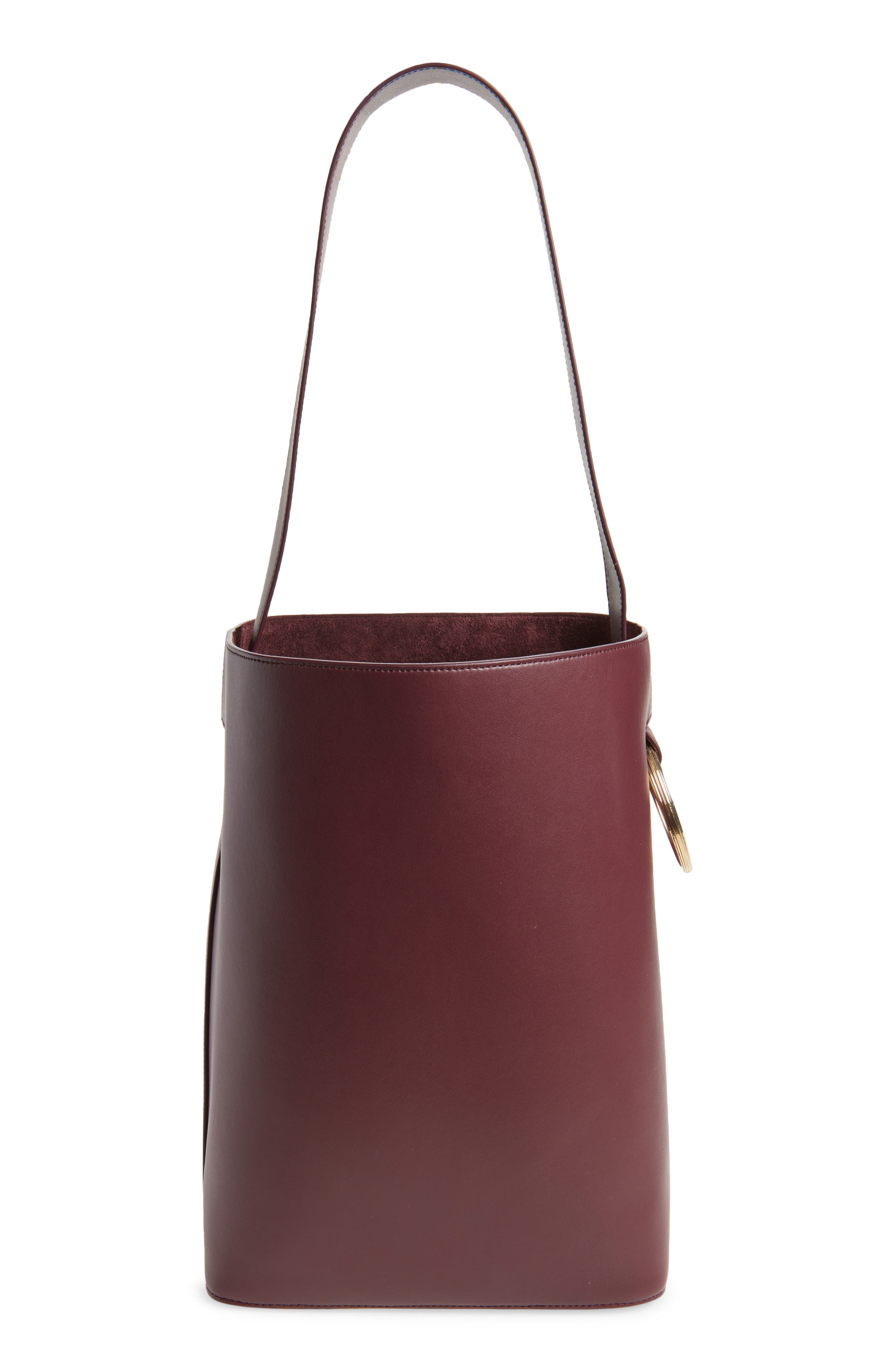 Victoria Beckham Dia Leather Bucket Bag, Alternate, color, Burgundy