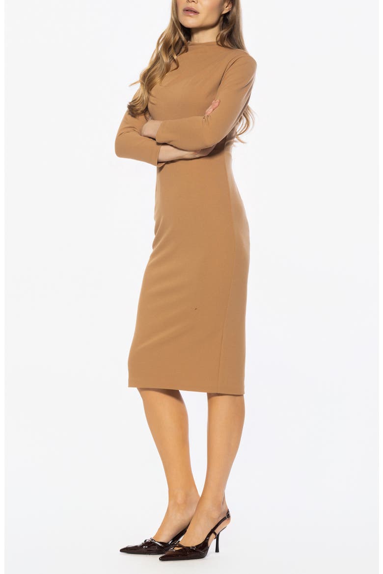 Mika Long Sleeve Midi Dress, Alternate, color, BEIGE