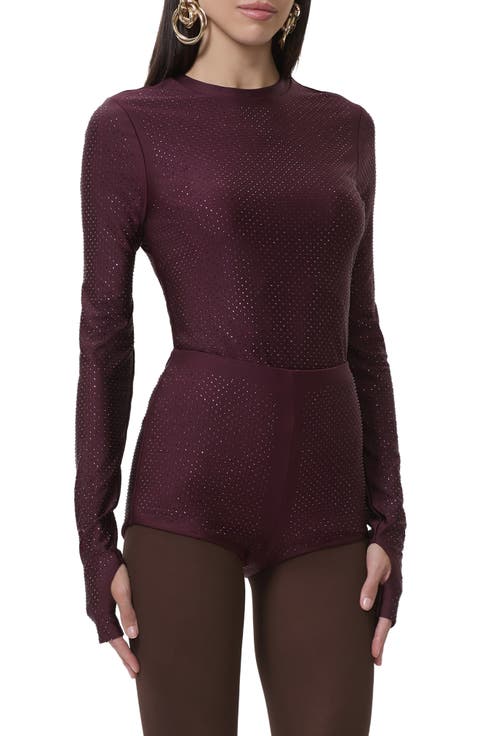 Kaylee Stud Accent Long Sleeve Mesh Top
