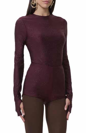 AFRM Kaylee Stud Accent Long Sleeve Mesh Top