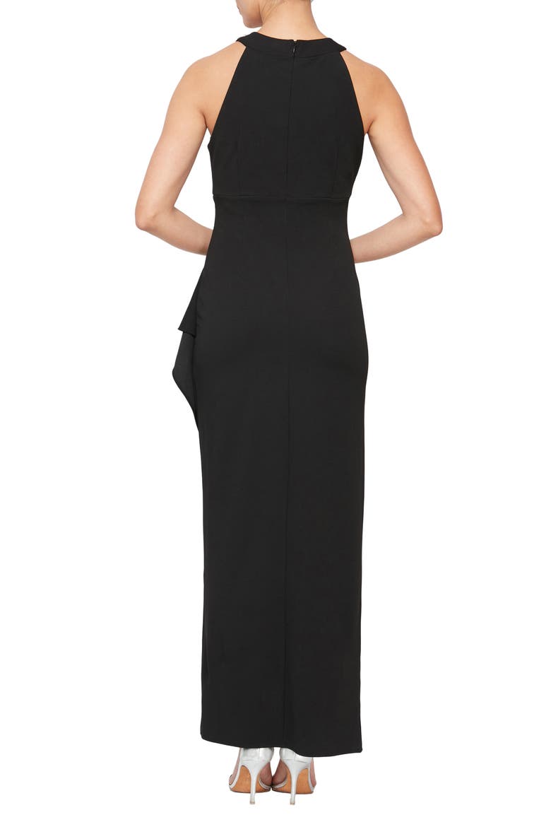 Crystal Embellished Halter Neck Sleeveless Tulip Maxi Dress, Alternate, color, BLK