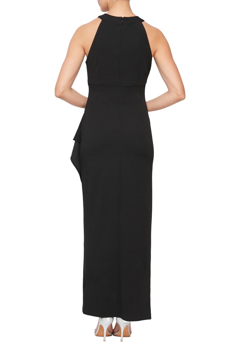 SL FASHIONS Crystal Embellished Halter Neck Sleeveless Tulip Maxi Dress, Alternate, color, 