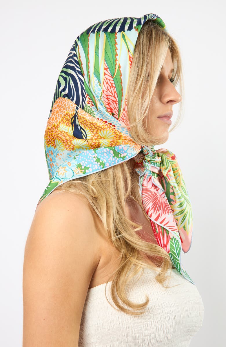 Viens Avec Moi Zebra in Jungle Silk Square Scarf, Alternate, color,