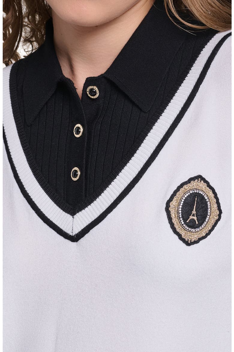 Eiffel Tower Twofer Sweater, Alternate, color, SOFT WHITE/ BLACK