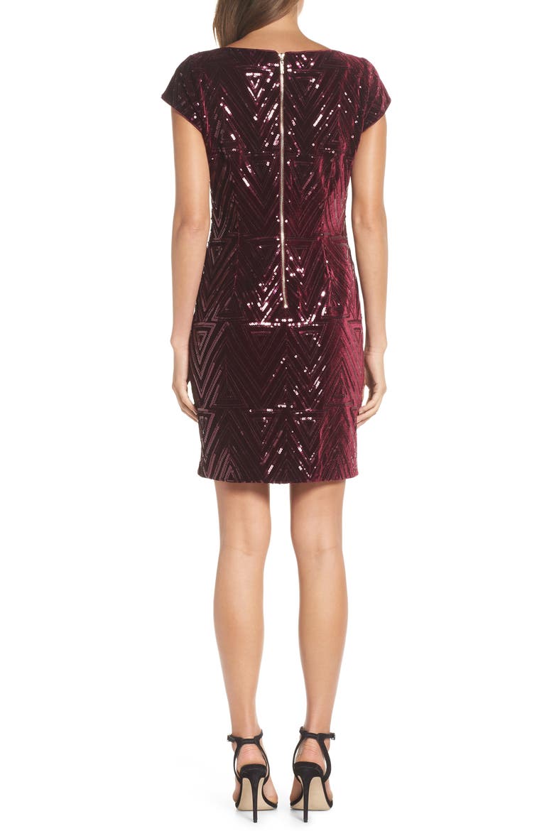 Sequin Sheath Dress, Alternate, color, MAROON
