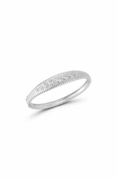 Ribbed Cubic Zirconia Bangle