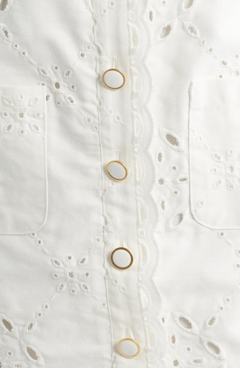 ZOE AND CLAIRE Punch Out Cotton Eyelet Shift Minidress, Alternate, color, White