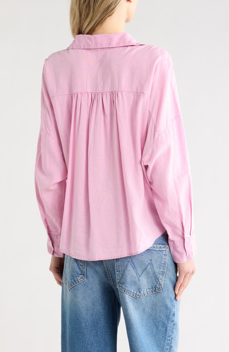 Young, Fabulous & Broke Tourist Linen Blend Button-Up Shirt, Alternate, color, Purple Jasmine Mineral