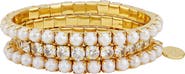 Vince Camuto Imitation Pearl and Crystal Set of 3 Stretch Bracelets