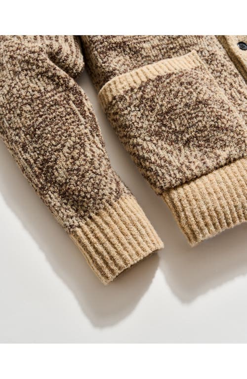 Billy Reid Flow Merino Wool Blend Jacquard Cardigan In Brown