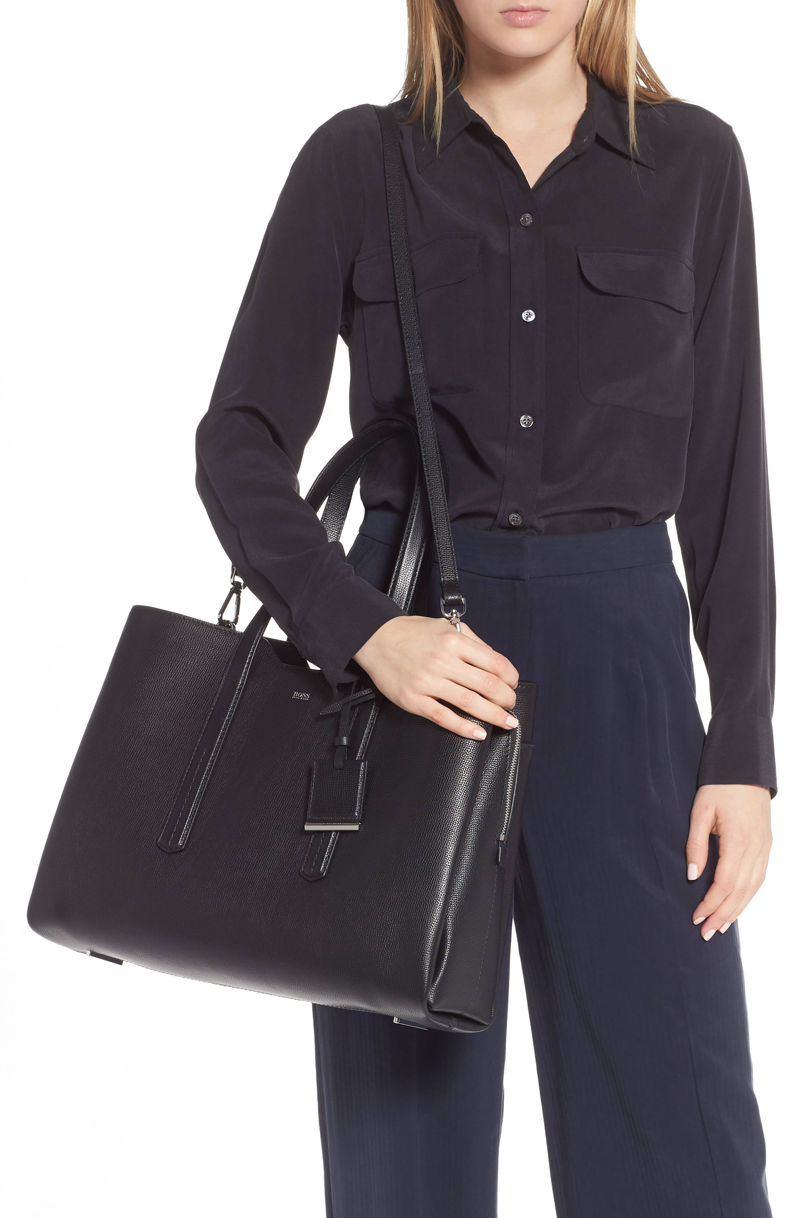 BOSS Taylor Business Leather Tote, Alternate, color, 