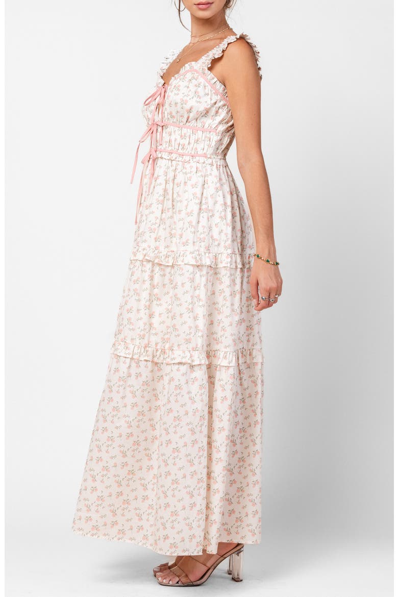 Floral Ruffle Maxi Dress, Alternate, color, OFF WHITE