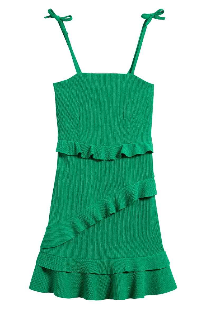 Kids' Ruffle Textured Knit Party Dress, Main, color, KELLY GREEN