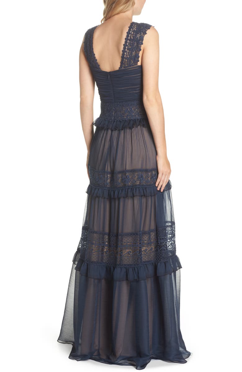 Tadashi Shoji Tiered Lace & Chiffon Gown, Alternate, color,