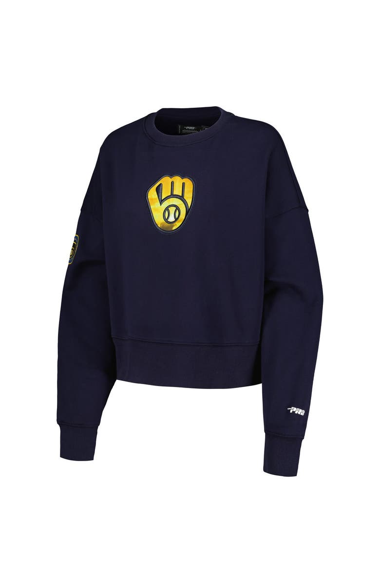 PRO STANDARD Women's Pro Standard Navy Milwaukee Brewers Painted Sky Pullover Sweatshirt, Alternate, color, 
