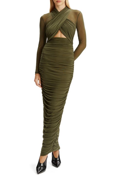 Aliyah Ruched Long Sleeve Maxi Dress
