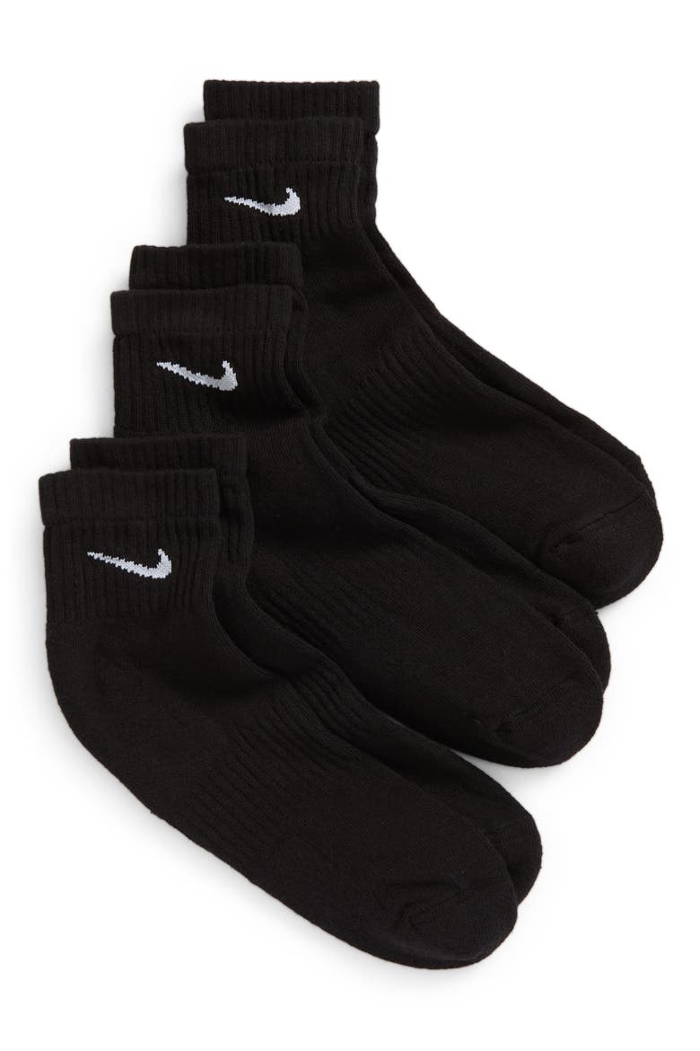 3-Pack Everyday Cushion Ankle Socks, Main, color, 010 BLACK/WHITE