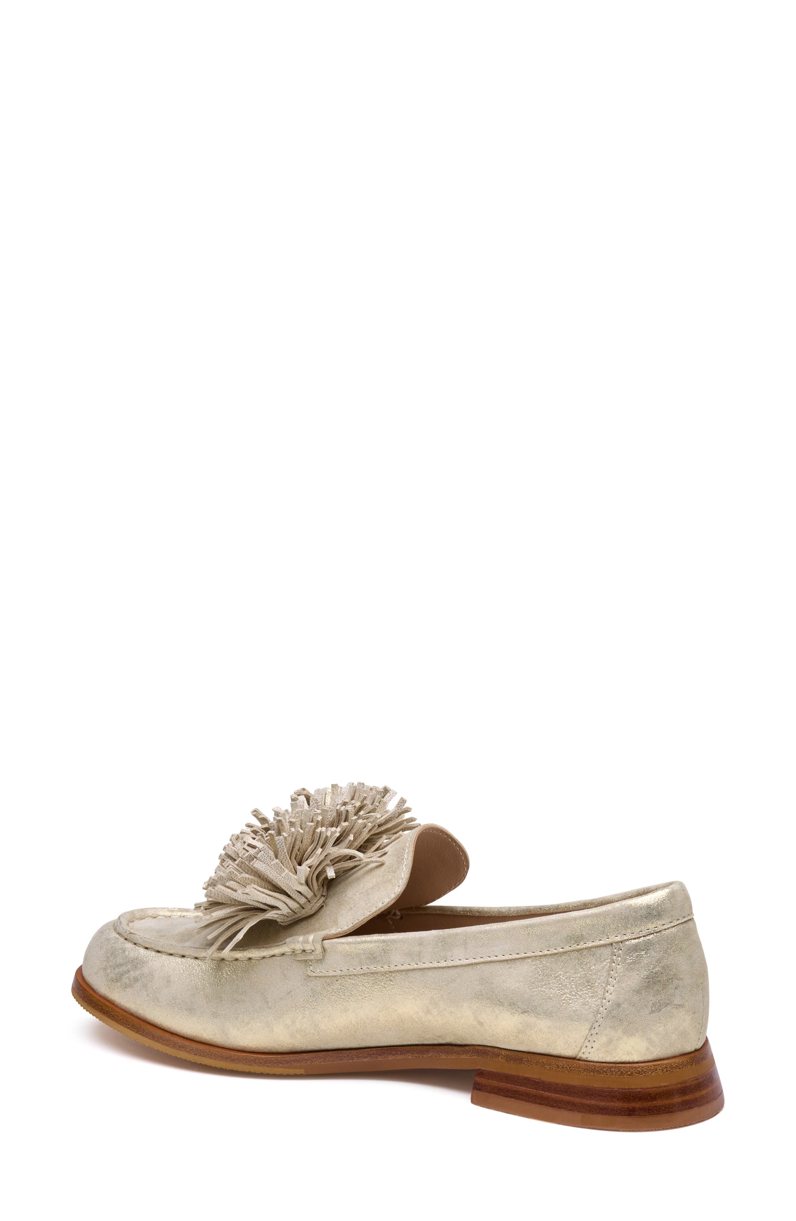 Gillian Pom Pom Loafer, Alternate, color, GOLD METALLIC KID SUEDE