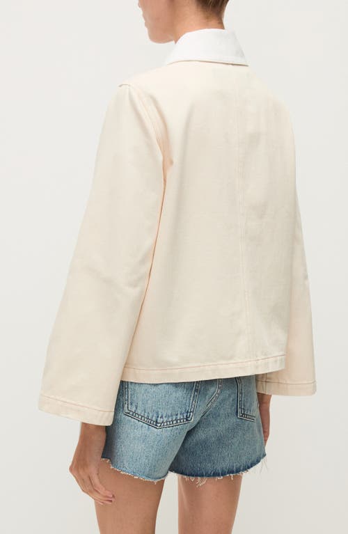 Veronica Beard Dahl Colorblock Crop Cotton Chore Jacket In Neutral Colorblock
