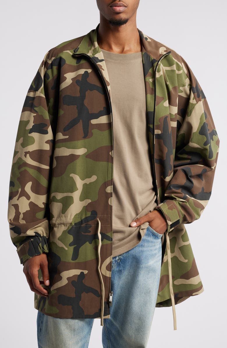 Fear of God Essentials Gender Inclusive Camo Stand Collar Jacket, Main, color, 