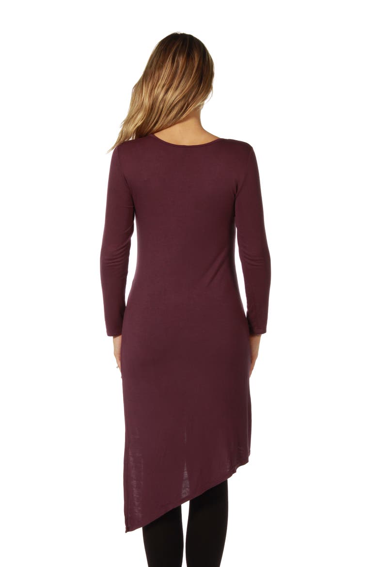 Long Sleeve Knee Length Asymmetrical Maternity Tunic Top, Alternate, color, Plum