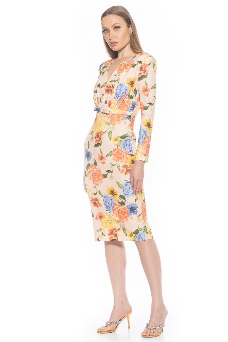 Arleth V-Neck Sheath Dress, Alternate, color, SAND FLORAL