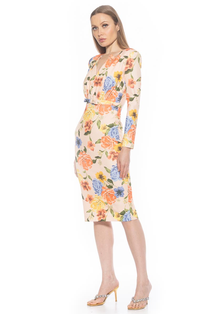 Alexia Admor Arleth V-Neck Sheath Dress, Alternate, color, Sand Floral