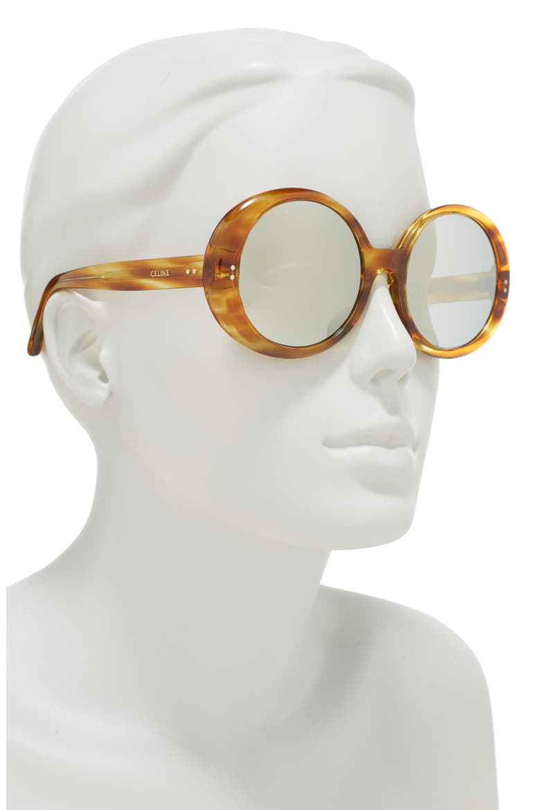 57mm Round Sunglasses, Alternate, color, HAVANA/ OTHER / SMOKE MIRROR