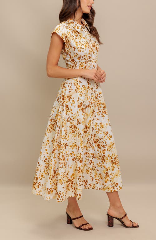 Flying Tomato Print Midi Button Front Shirtdress In White