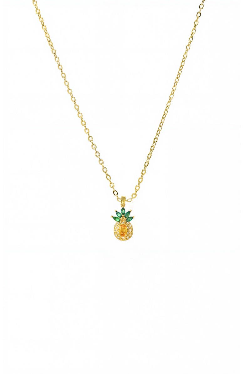 BY ADINA EDEN CZ Yellow & Green Pineapple Pendant Necklace, Alternate, color, Yellow