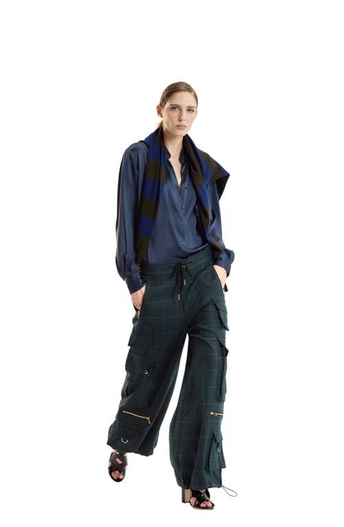 Cynthia Rowley Plaid Cargo Pants In Green