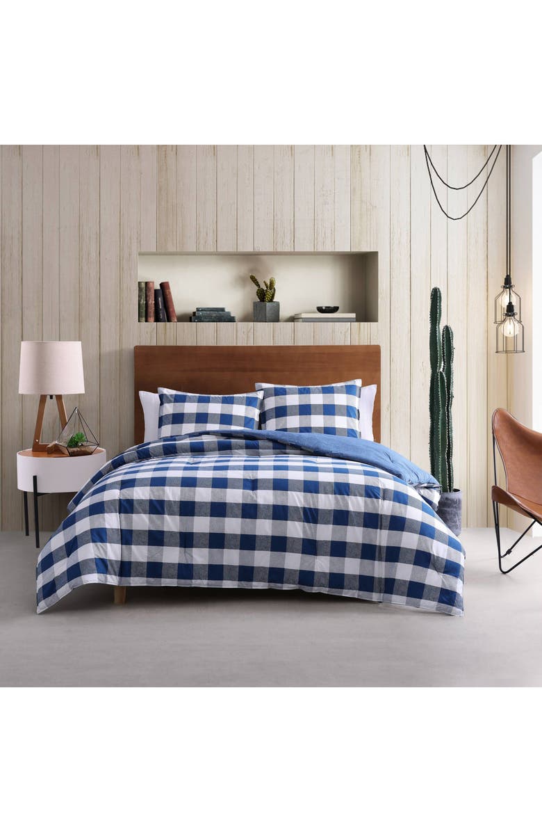Wrangler Bison Plaid Comforter & Sham Set, Alternate, color, Navy