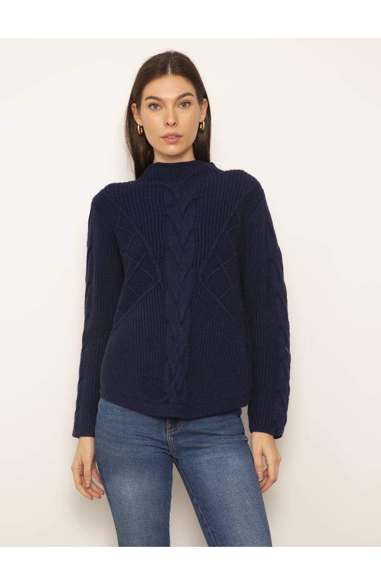 Central Park West Palma Cable Turtleneck Sweater, Main, color, 
