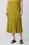 Eileen Fisher Crinkled Silk Midi Skirt