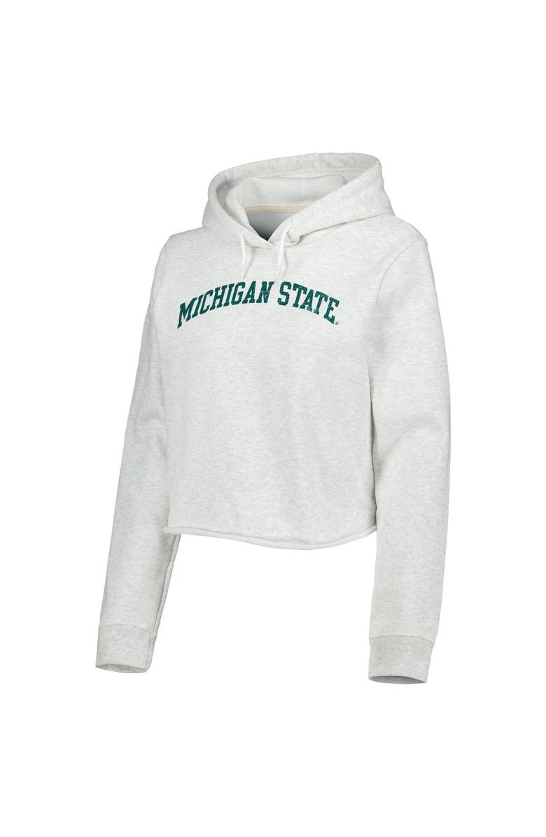 LEAGUE COLLEGIATE WEAR Women's League Collegiate Wear Ash Michigan State Spartans 2-Hit 1636 Cropped Pullover Hoodie, Alternate, color, Ash