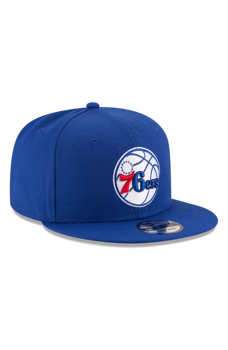New Era Men's New Era Royal Philadelphia 76ers Official Team Color 9FIFTY Adjustable Snapback Hat, Alternate, color,